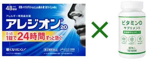 アレジオン20×ビタミンDサプリ