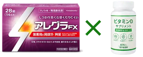 アレグラFX×ビタミンDサプリ